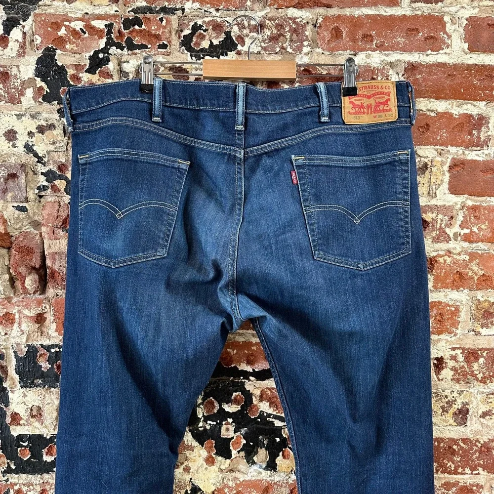 Levis 513 Jeans Blue Slim Straight Leg Denim Mens 38x32